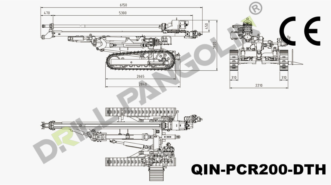 dimension_QIN-PCR200-DTH pneumatic crawler drilling rig_DRILLPANGOLIN