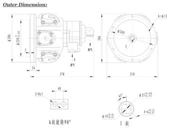 Technical drawing of Air motor (Feed motor) PN 94079670 for Ingersoll Rand CM351 pneumatic crawler drilling rig