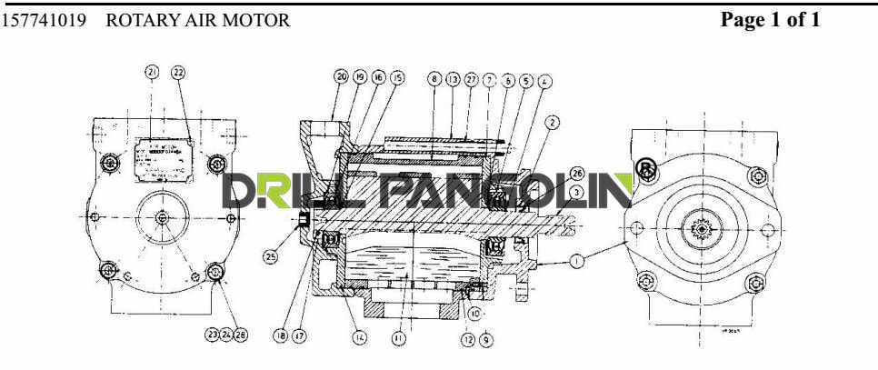 technical drawing of rotary air motor Ingersoll Rand CM351 with pn 01242247