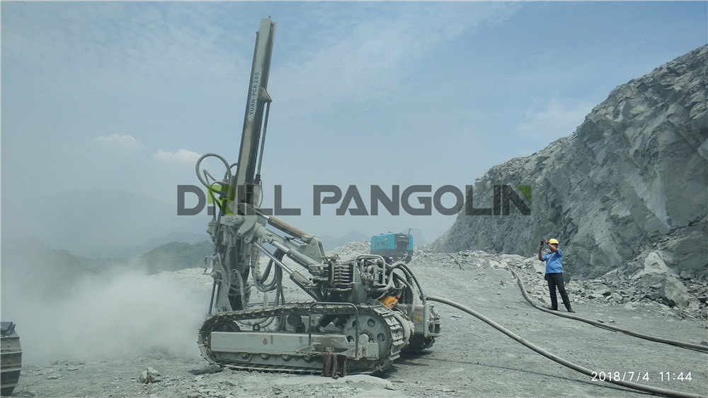 top hammer pneumatic crawler rock drill yuan-pcr200 with PD200 drifter work in Indonesia-1